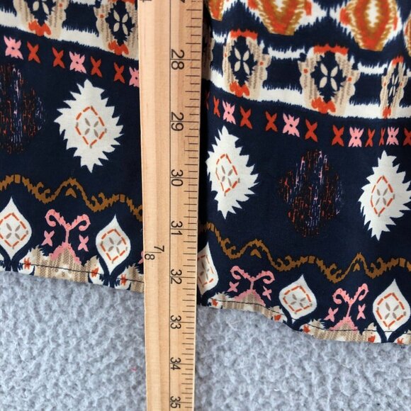 Earthbound Dress Womens Medium Navy Multi Fit & Flare Smocked Bodice Sweetheart - Picture 10 of 11